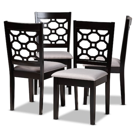 Baxton Studio Peter Grey Upholstered and Dark Brown Wood 4-Piece Dining Chair Set 171-10949